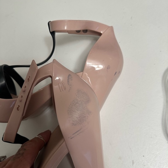 Melissa dreamy sandal heels - nude pink and black strappy  size 8 Rare $170 - Picture 11 of 11